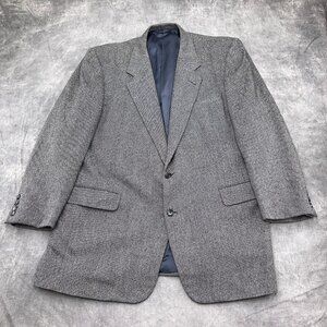 Gieves‎ & Hawkes Blazer Men 47XL Bespoke Savile Row Black White Fleck Wool VTG